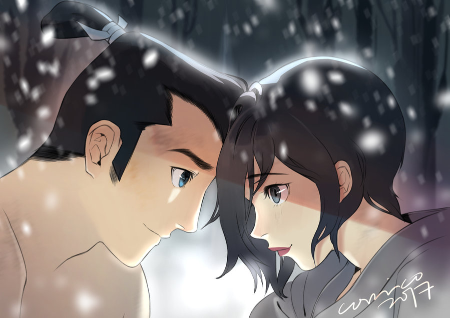 1boy, 1girl, artist_name, ashi_(samurai_jack), black_hair, blue_eyes, corrico, dirty
