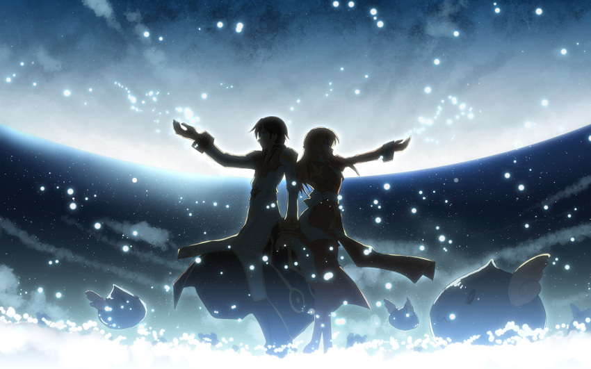 angeling, high_priest, highres, long_hair, moon, night, poring, ragnarok_online