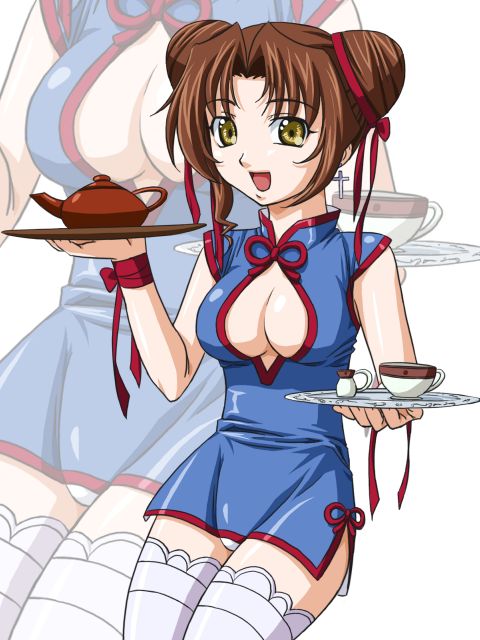 00s, 1girl, aru_ra_une, blue_dress, blue_skirt, breasts, brown_eyes, brown_hair