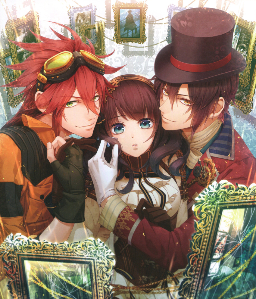 ars&egrave;ne_lupin, brown_hair, cardia_(code:_realize), code:_realize, green_eyes, impey_barbicane, miko_(artist), yellow_eyes