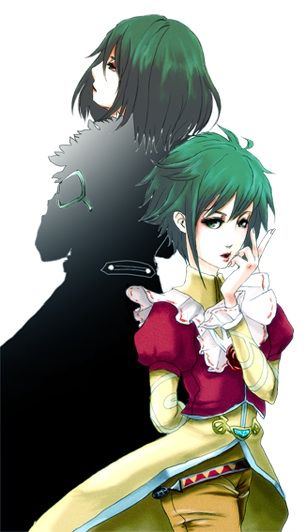 androgynous, bad_id, green_eyes, green_hair, ildon, saga, saga_frontier, sennin, short_hair