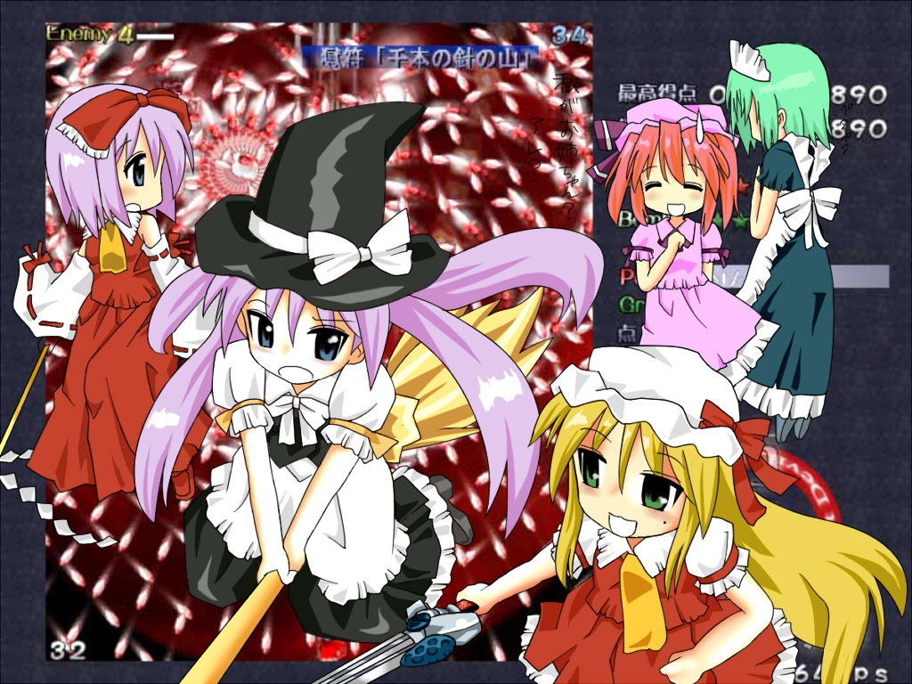 flandre_scarlet, flandre_scarlet_(cosplay), hakurei_reimu, hakurei_reimu_(cosplay), hiiragi_kagami, hiiragi_tsukasa, iwasaki_minami, izayoi_sakuya