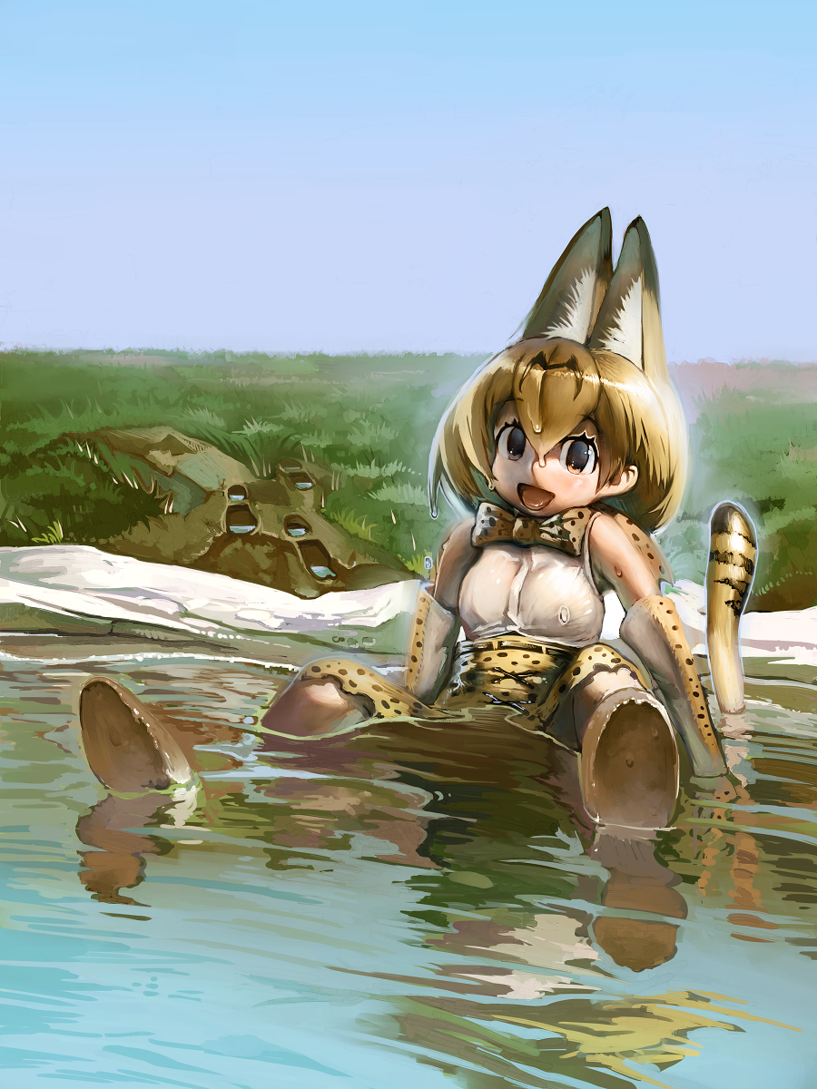 1girl, aasu_kirishita, animal_ears, blush, bow, bowtie, brown_eyes, commentary_request