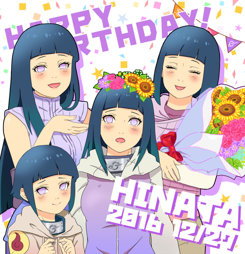 2016, 5girls, :d, :o, age_progression, blue_hair, blush, boruto:_naruto_the_movie