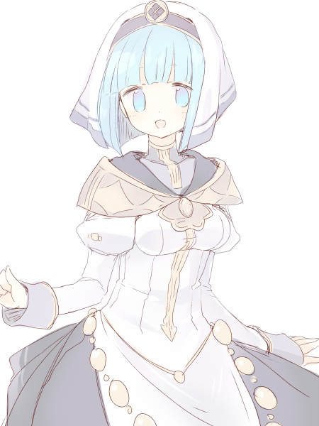 1girl, blue_eyes, blue_hair, dress, fire_emblem, fire_emblem_echoes:_mou_hitori_no_eiyuuou, open_mouth, silk_(fire_emblem)