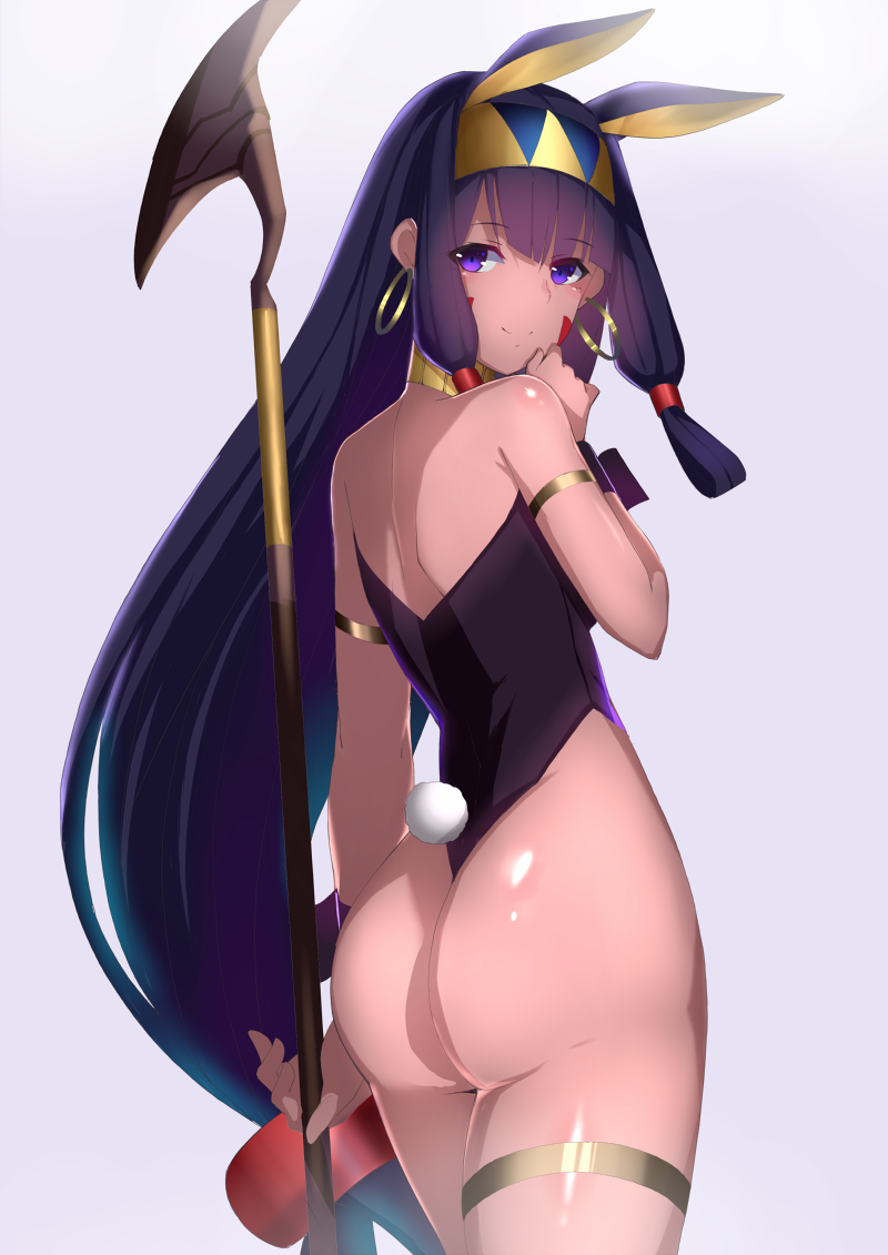 1girl, alternate_costume, animal_ears, ass, bangs, bare_shoulders, bunny_girl, bunny_tail