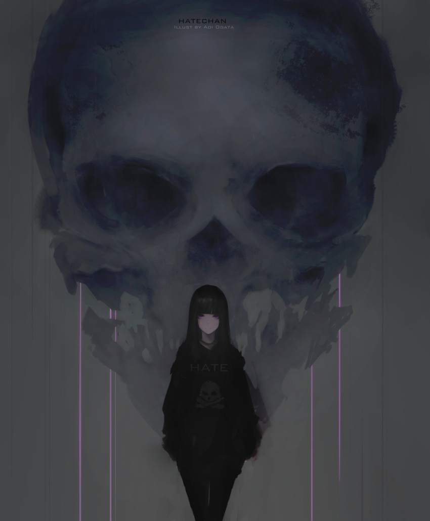 1girl, absurdres, aoi_ogata, arms_at_sides, artist_name, bangs, black, black_hair