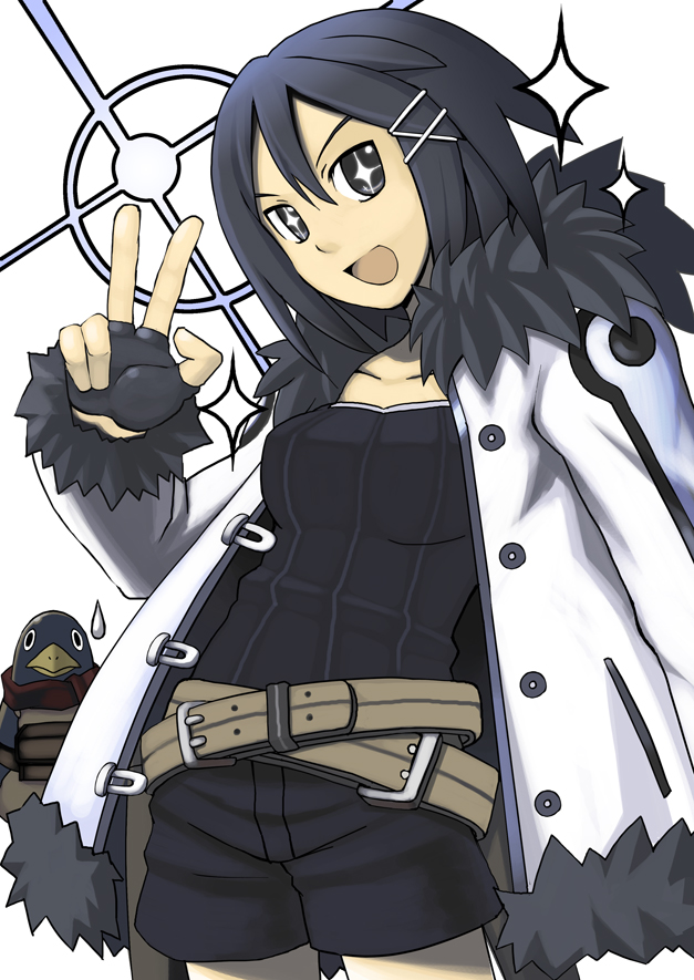 1, asagi_(makai_kingdom), asagi_(nippon_ichi), asagiri_asagi, belt, disgaea, fingerless_gloves, fur_coat