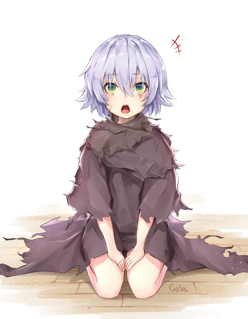 +++, 1girl, :o, absurdres, artist_name, assassin_of_black, bangs, black_cola