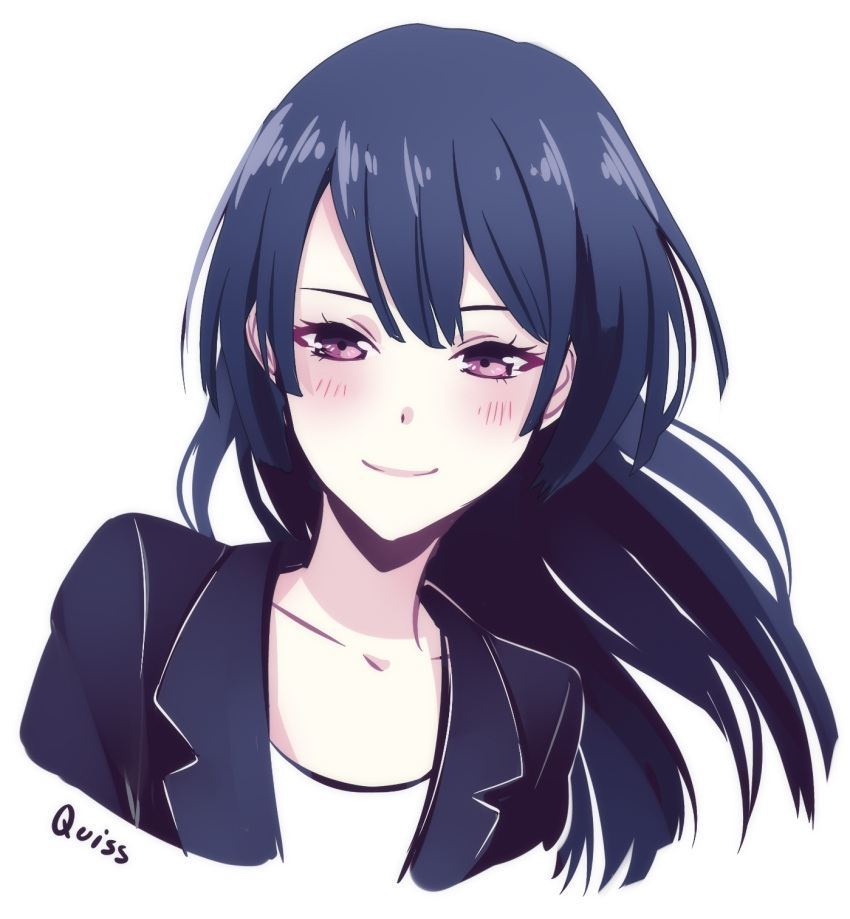 1girl, blue_hair, blush, highres, long_hair, quiss, seikaisuru_kado, smile