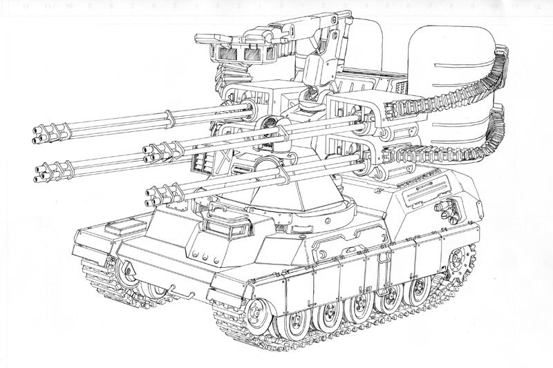 excel_(gewalt), gatling_gun, greyscale, ground_vehicle, gun, military, military_vehicle, minigun