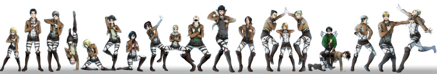 6+boys, 6+girls, absurdres, all_fours, annie_leonhardt, arm_behind_back, arm_up, armin_arlert