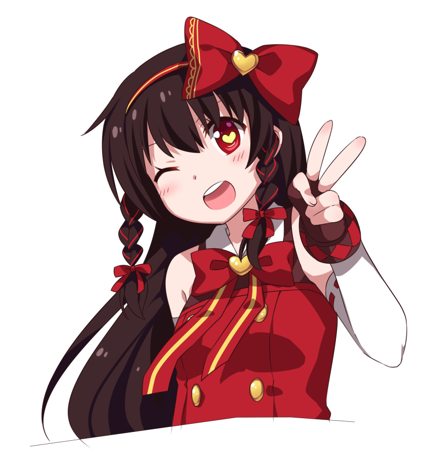 1girl, absurdres, aoba_(zhan_jian_shao_nyu), bare_shoulders, bow, bowtie, braid, brown_hair