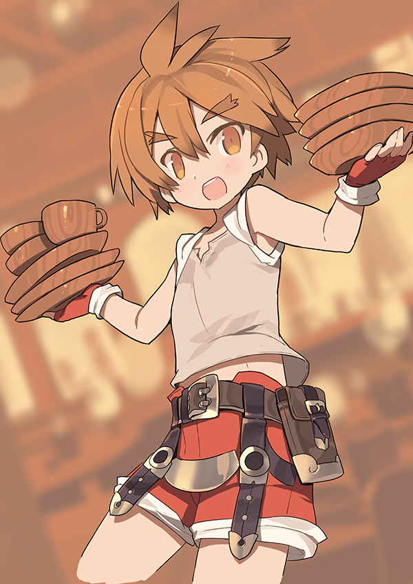 >:d, 1boy, :d, belt, blade_(galaxist), blush, brown_eyes, brown_hair
