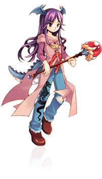dragon_(trickster), dragon_tail, jeans, purple_hair, staff, trickster, violet_eyes, wings