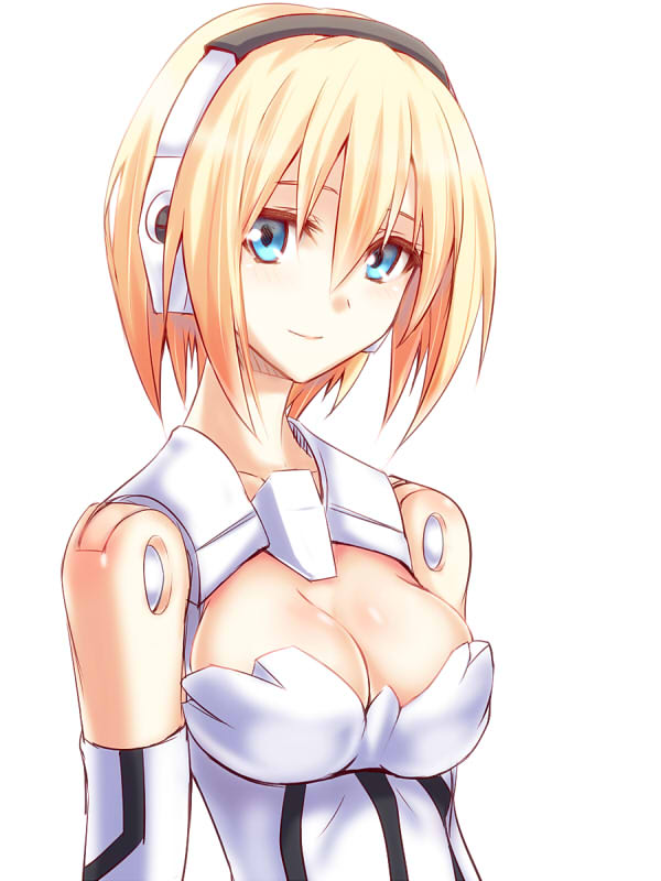 1girl, arnval_mk2, blonde_hair, blue_eyes, breasts, busou_shinki, cleavage, doll_joints