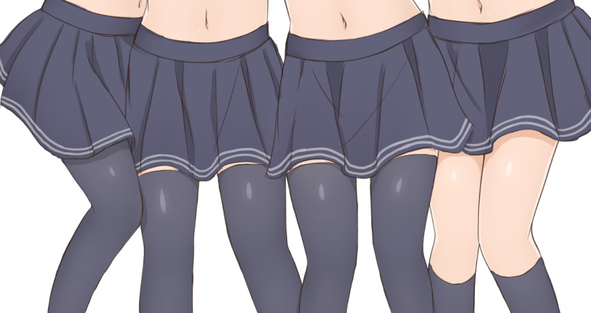 10s, 4girls, akatsuki_(kantai_collection), black_legwear, black_skirt, hibiki_(kantai_collection), ikazuchi_(kantai_collection), inazuma_(kantai_collection)