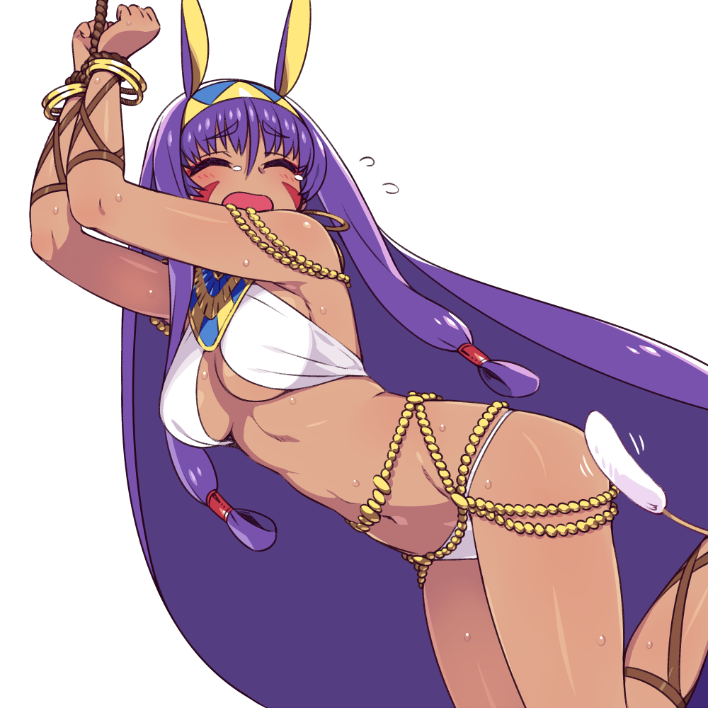 1girl, animal_ears, armpits, arms_up, bangle, bangs, bare_legs, bare_shoulders