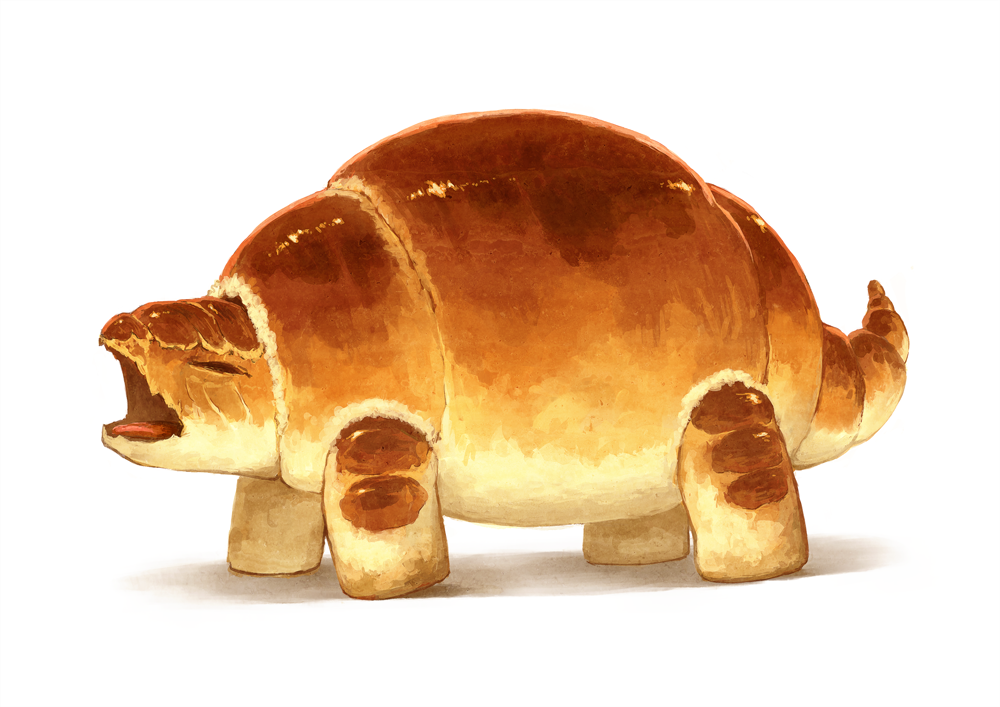 creature, croissant, food, from_side, no_humans, noske, open_mouth, original
