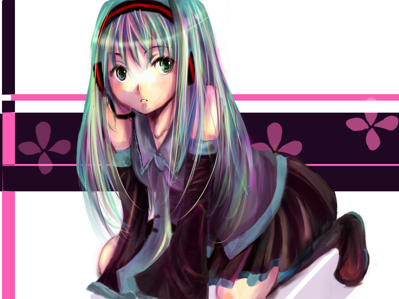 aqua_hair, detached_sleeves, green_eyes, hatsune_miku, headset, koumurio, long_hair, necktie