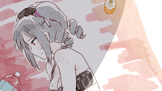 1girl, animated, animated_gif, bikini, black_bikini, blush, bouncing_breasts, bow