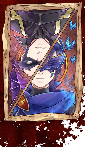 1boy, 1girl, black_hair, blue_hair, fire_emblem, fire_emblem:_kakusei, hino_michi, jerome_(fire_emblem)
