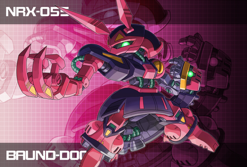 baund_doc, cable, commentary_request, glowing, glowing_eye, gundam, kiriya_obu_gn, mecha