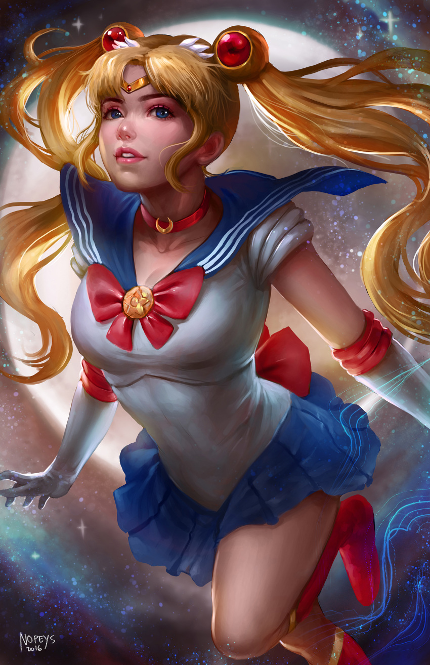 1girl, 2016, absurdres, artist_name, bishoujo_senshi_sailor_moon, blonde_hair, blue_sailor_collar, blue_skirt