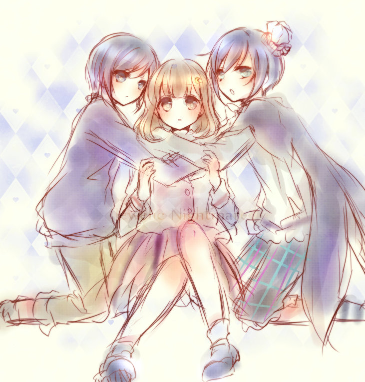 blue_eyes, blue_hair, jewelic_nightmare, nnk, saphy_(jewelic_nightmare), sumihara_aoshi, tsukishiro_michiru