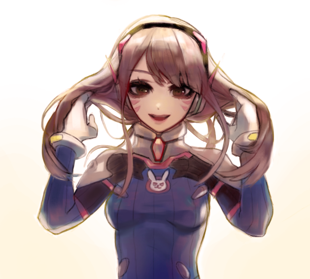 1girl, backlighting, bangs, blue_bodysuit, bodysuit, breasts, brown_eyes, brown_hair
