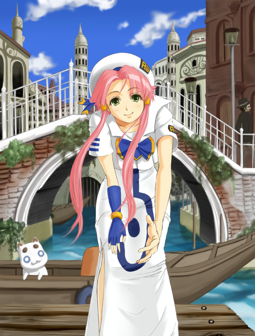 aria_pokoteng, boat, green_eyes, hat, highres, hyper_heiki, long_hair, mizunashi_akari