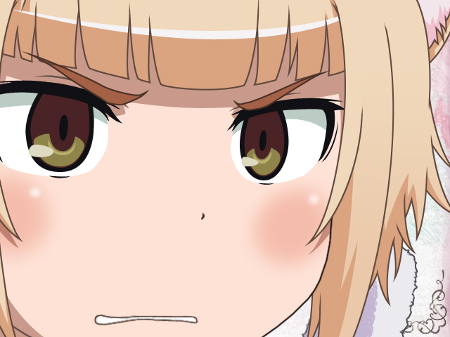 1girl, blonde_hair, clenched_teeth, close-up, gunuaki, gununu, kuraishi_tanpopo, parody