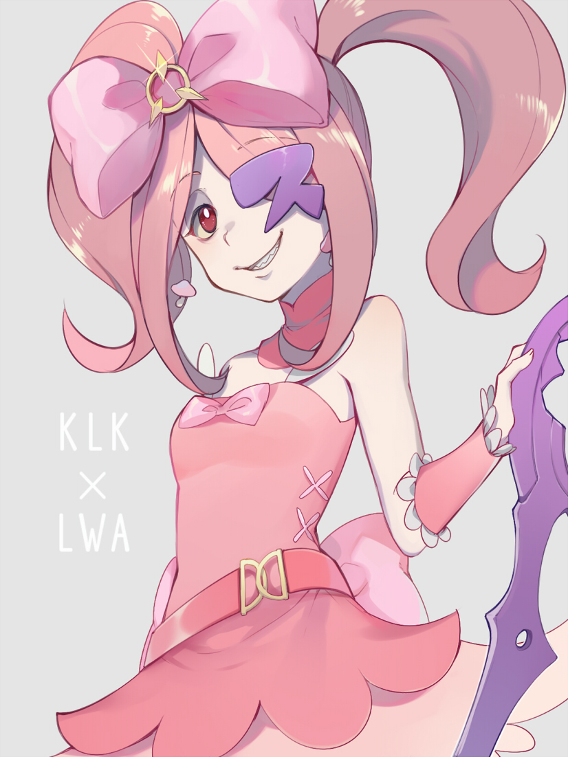 1girl, bare_shoulders, bow, choker, company_connection, cosplay, dress, ekira_nieto