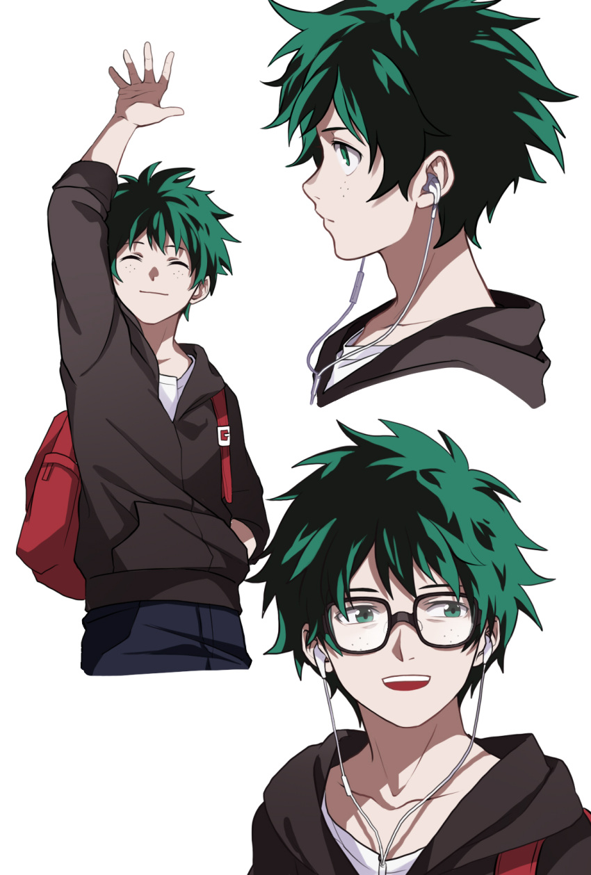 1boy, :d, ^_^, alternate_costume, bag, boku_no_hero_academia, casual, closed_eyes