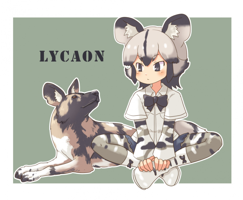 1girl, african_wild_dog, african_wild_dog_(kemono_friends), african_wild_dog_ears, african_wild_dog_print, african_wild_dog_tail, animal, animal_ears