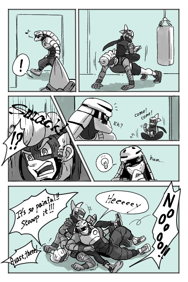 2boys, arms_(game), colk_(colk_com), comic, english, helmet, kid_cobra, male_focus