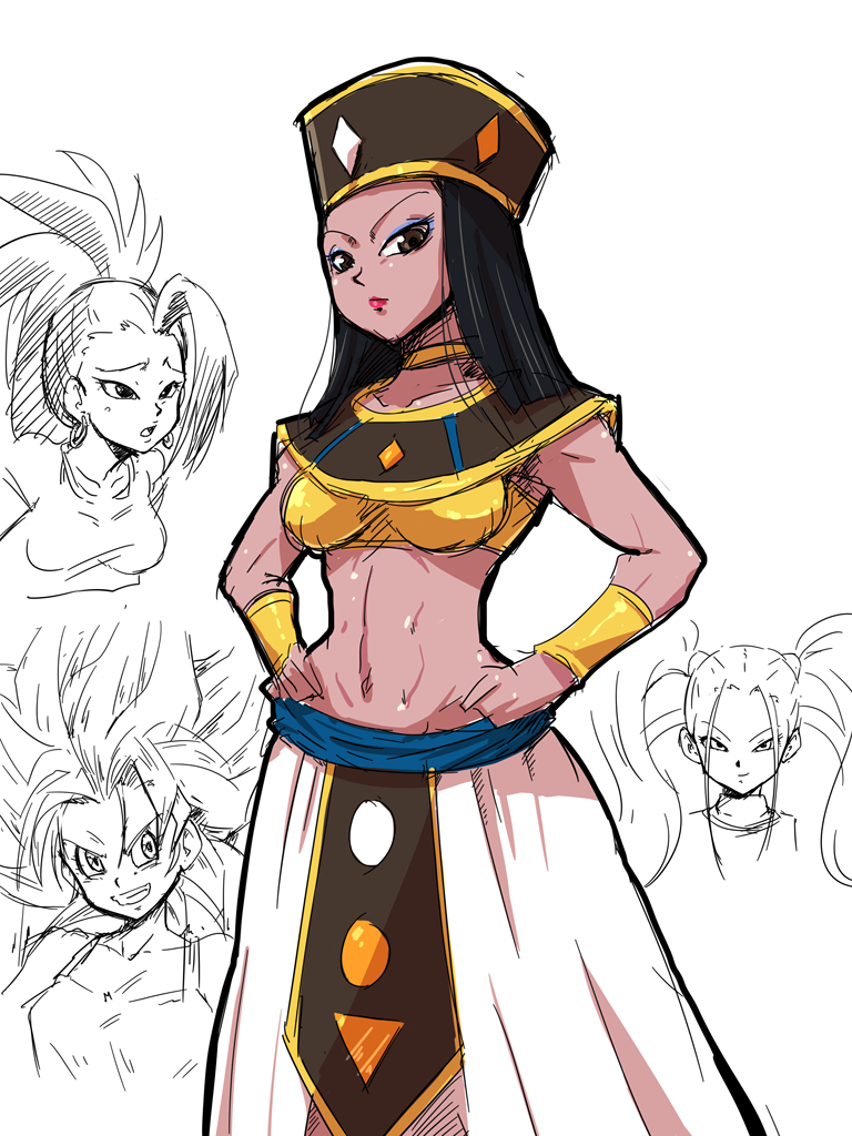 4girls, black_hair, bra_(dragon_ball), bracer, dark_skin, dragon_ball, dragon_ball_multiverse, dragon_ball_super