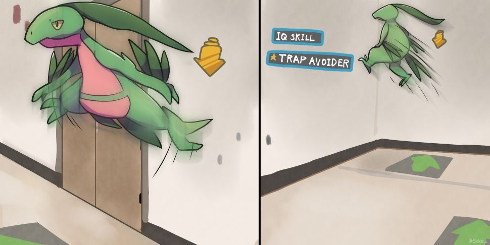 arrow, boke-chan, door, from_behind, fushigi_no_dungeon, grovyle, jumping, meme