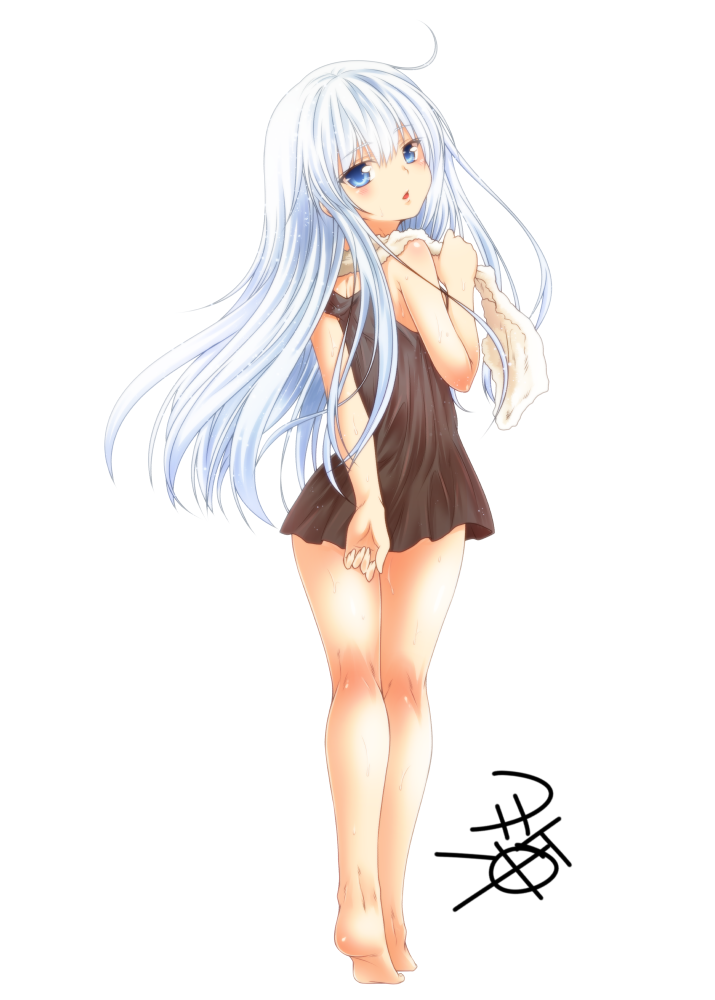 1girl, :o, ahoge, alternate_costume, arm_behind_back, bangs, bare_arms, bare_legs