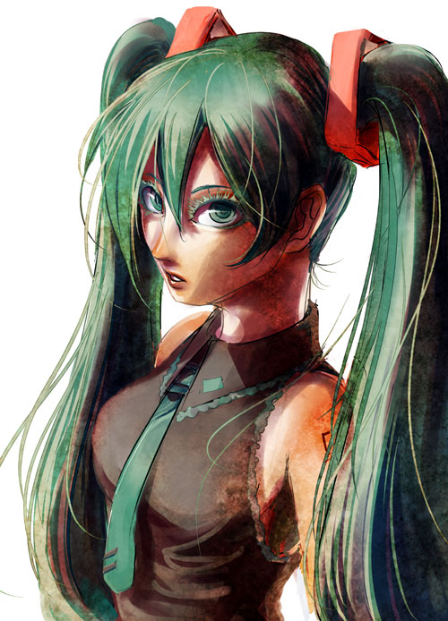 aqua_hair, bad_id, hatsune_miku, long_hair, necktie, sakurai_(77777), shiroton, twintails