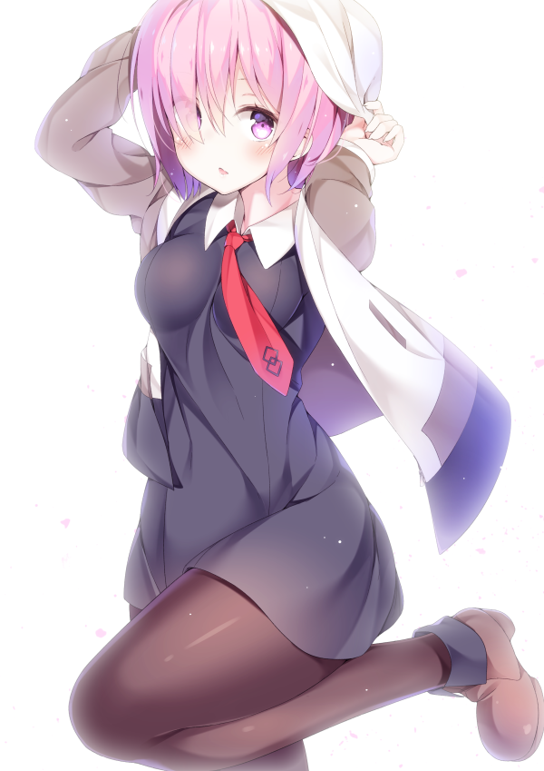 1girl, adjusting_clothes, adjusting_hat, black_dress, boots, breasts, brown_legwear, dress