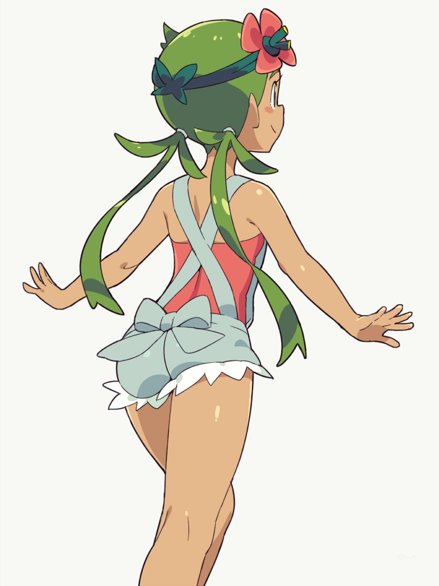 1girl, apron, ass, back, bare_shoulders, blush_stickers, bow, dark_skin
