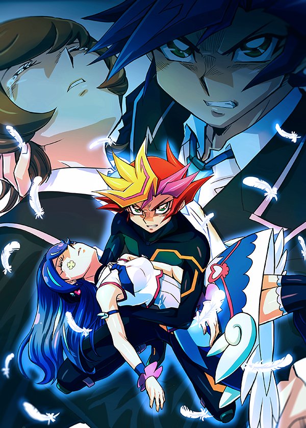 1boy, 1girl, angry, blonde_hair, blue_angel, blue_hair, female, fujiki_yuusaku