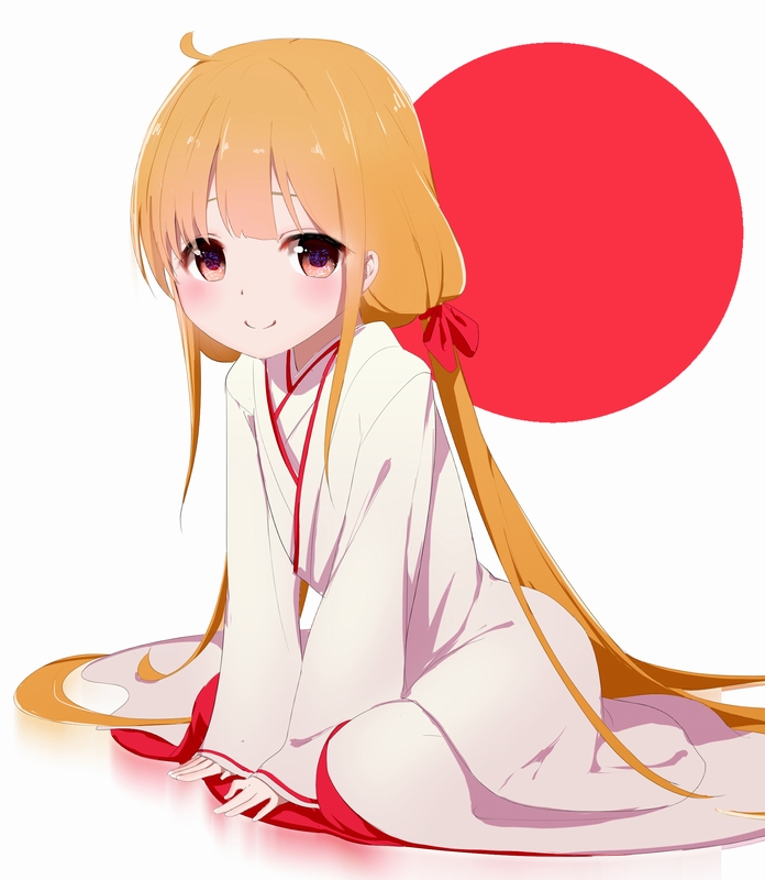 1girl, ahoge, alternate_costume, bangs, blonde_hair, blush, brown_eyes, closed_mouth