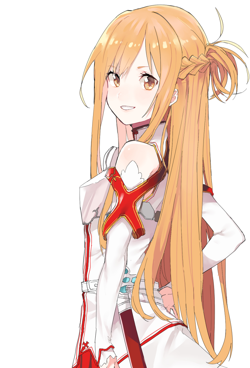 1girl, armor, asuna_(sao), bangs, blonde_hair, breastplate, eyebrows_visible_through_hair, from_side