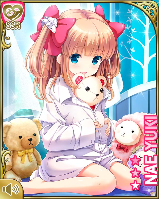 1girl, barefoot, blue_eyes, brown_hair, card_(medium), character_name, dress_shirt, fake_pregnancy