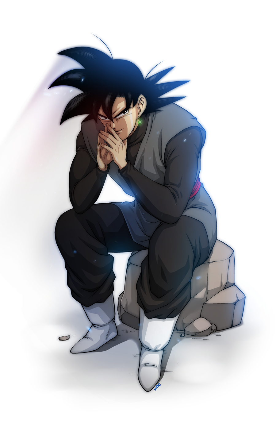 1boy, black_eyes, black_hair, boots, dragon_ball, dragon_ball_super, full_body, gokuu_black