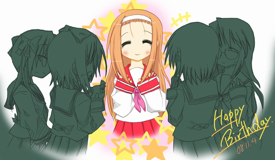 hairband, hiiragi_kagami, hiiragi_tsukasa, kusakabe_misao, lucky_star, minegishi_ayano, school_uniform, serafuku