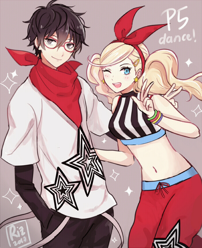 1boy, 1girl, alternate_costume, blonde_hair, blue_eyes, blush, bow, bracelet