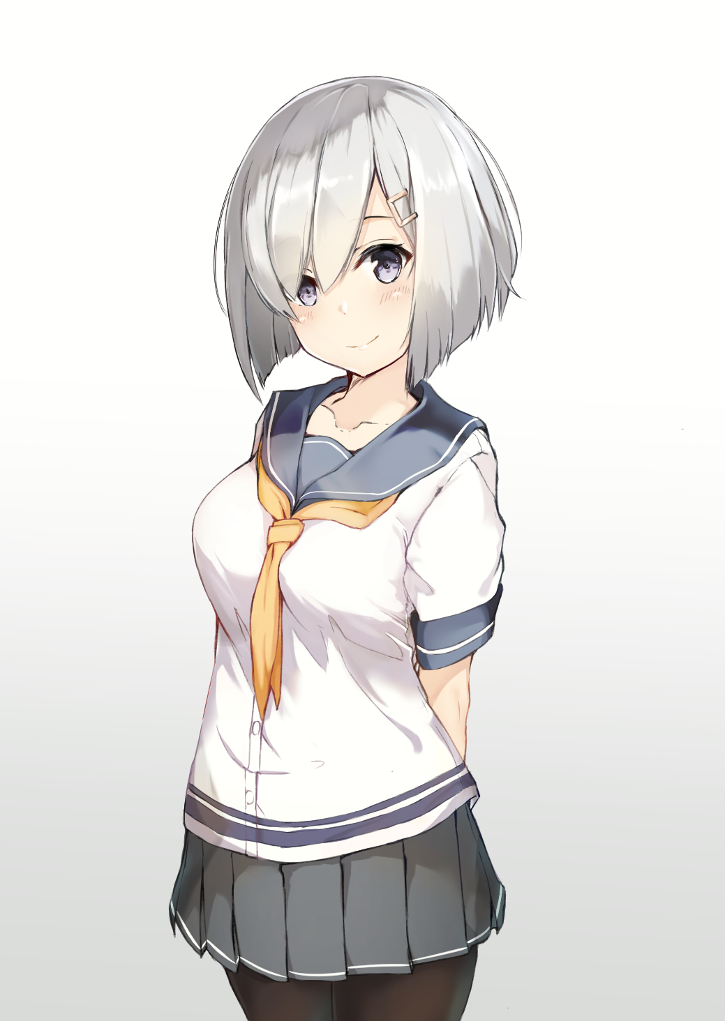 10s, 1girl, black_legwear, blue_eyes, blue_sailor_collar, buttons, collarbone, gradient